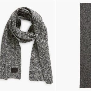 (NEW) Vince Marl Stitch Wool & Cashmere Scarf Black White